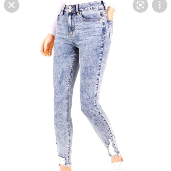 Indigo Rein High Waisted Acid Wash Skinny Cropped Jeans - Picture 1 of 5